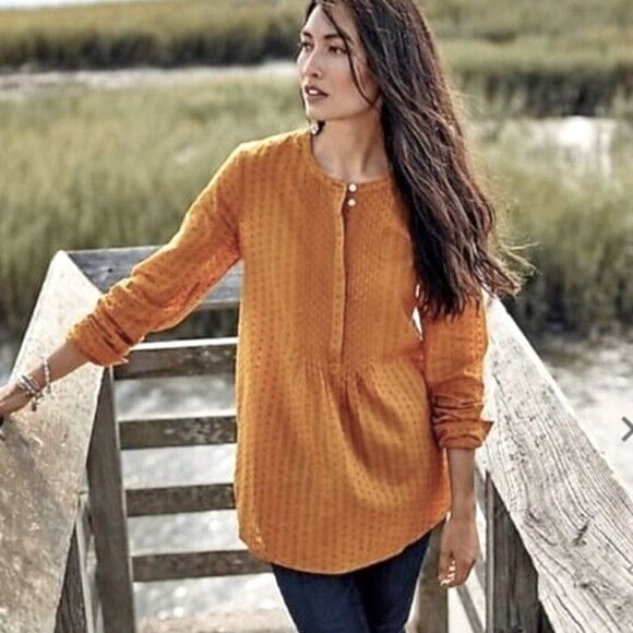 J. Jill Tops - J.Jill 100% Cotton Swiss dotted button front boho tunic